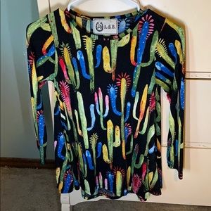 Long sleeve dress up colorful cactus shirt